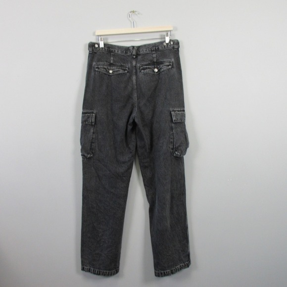 Madewell Low Slung Cargo Jeans Women 29 T Black Cotton Wash Denim Streetwear 890 - Picture 2 of 13